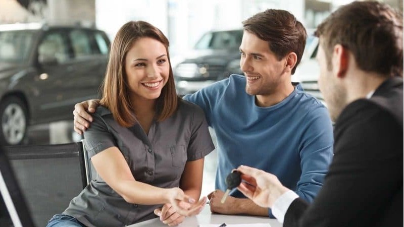 Ready to purchase her dream car-cropped