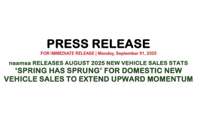Naamsa Releases August 2025 New Vehicle Sales Stats ‘Spring Has Sprung’ For Domestic New Vehicle Sales To Extend Upward Momentum