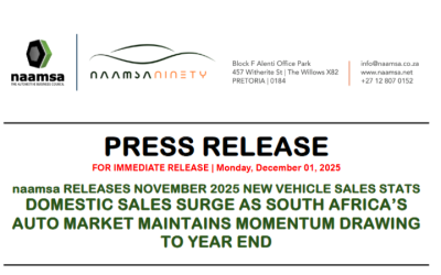 Naamsa Releases November 2025 New Vehicle Sales Stats – Domestic Sales Surge As South Africa’s Auto Market Maintains Momentum Drawing To Year End